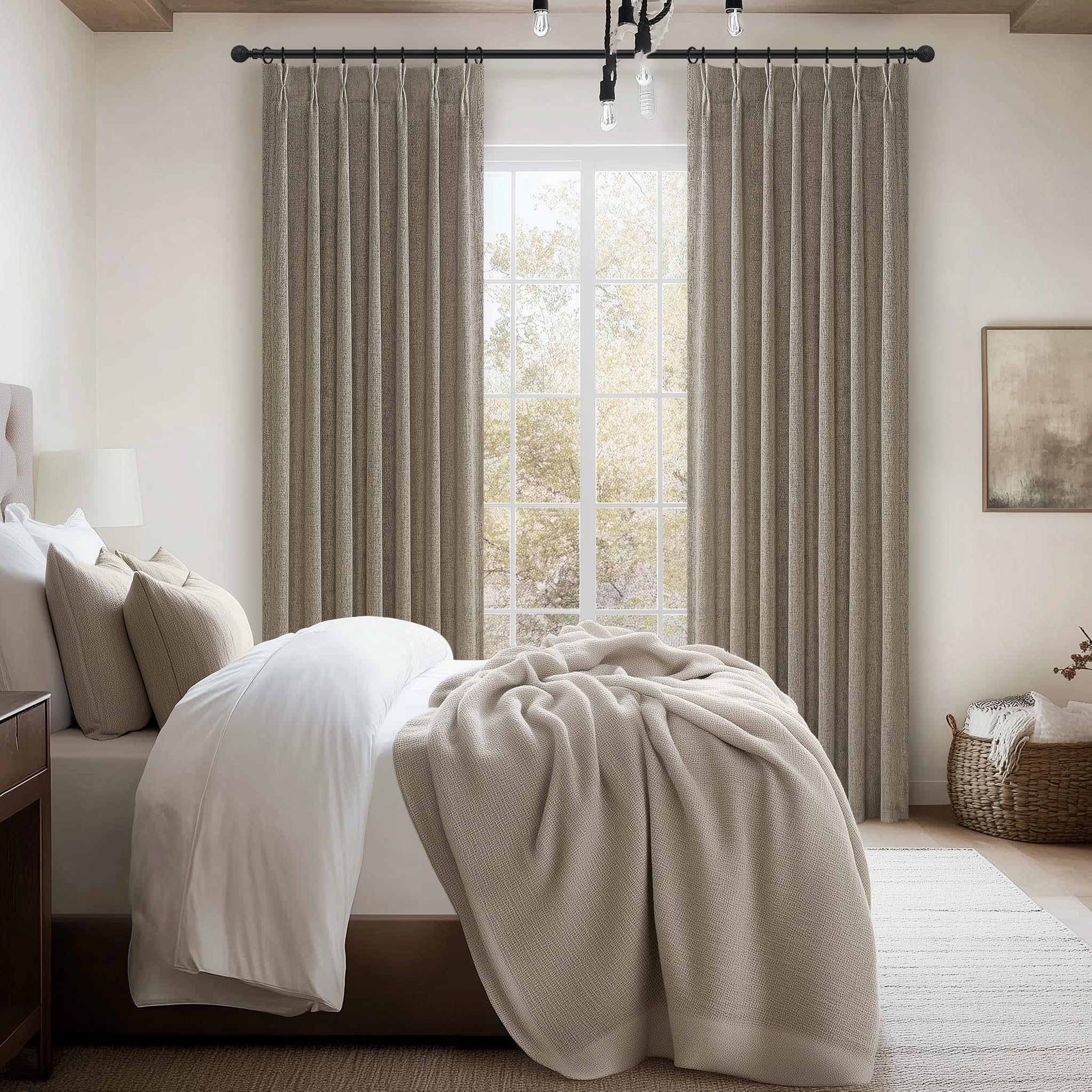 Amazon.com: Dark Flax Pinch Pleated Curtains 92 Inches Long 2